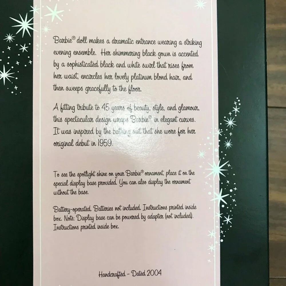 Barbie 45th Anniversary Ornament Battery Operated Display Hallmark Keepsake 2004